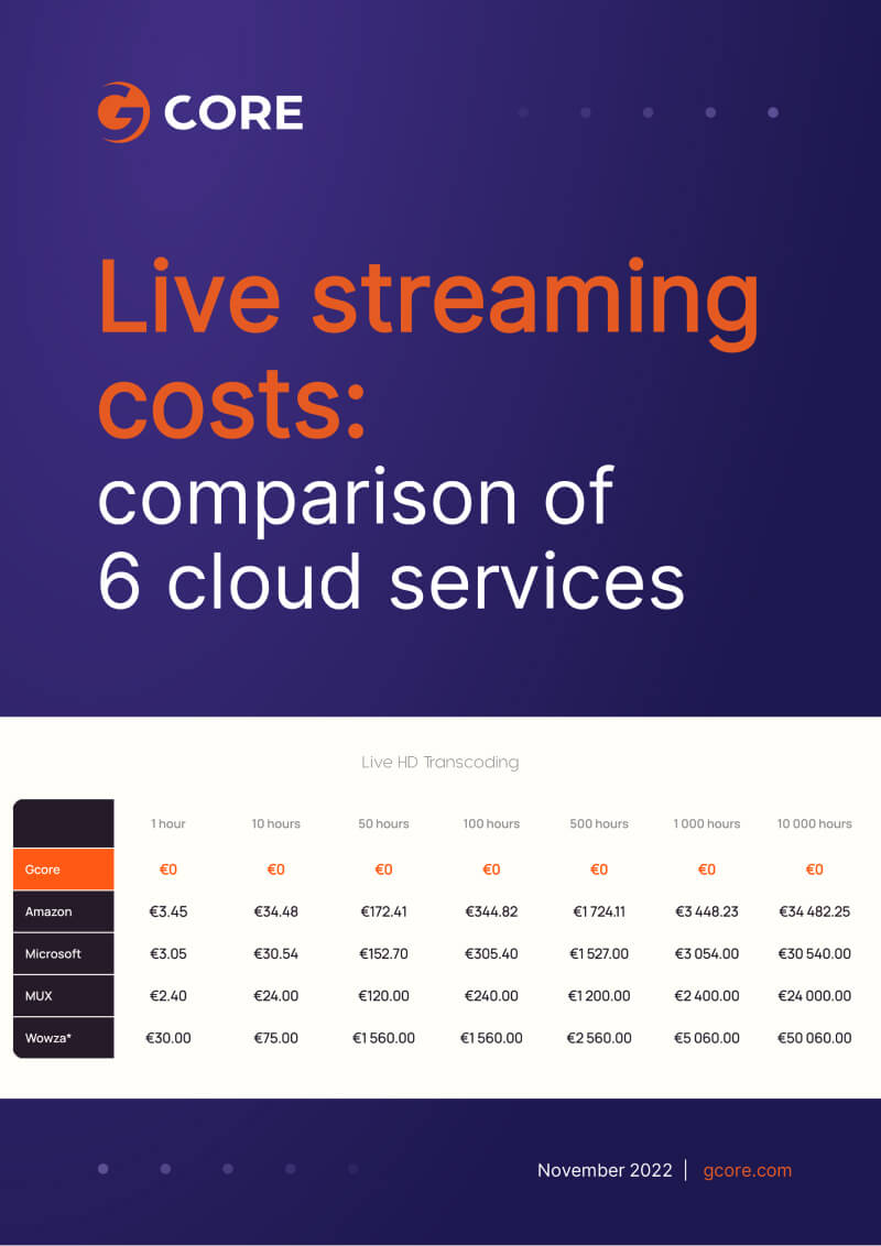 Live streaming costs: comparison of 6 cloud services